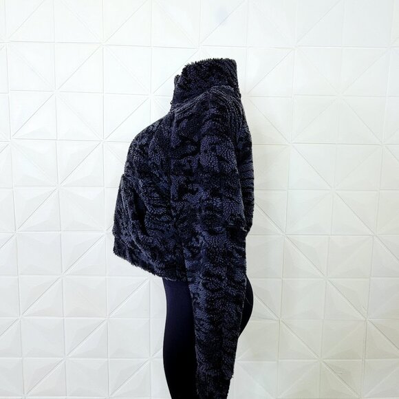 Lululemon Women Black Scuba Oversized Fleece Funnel Neck Jacquard Pullover Sz M - Picture 4 of 9